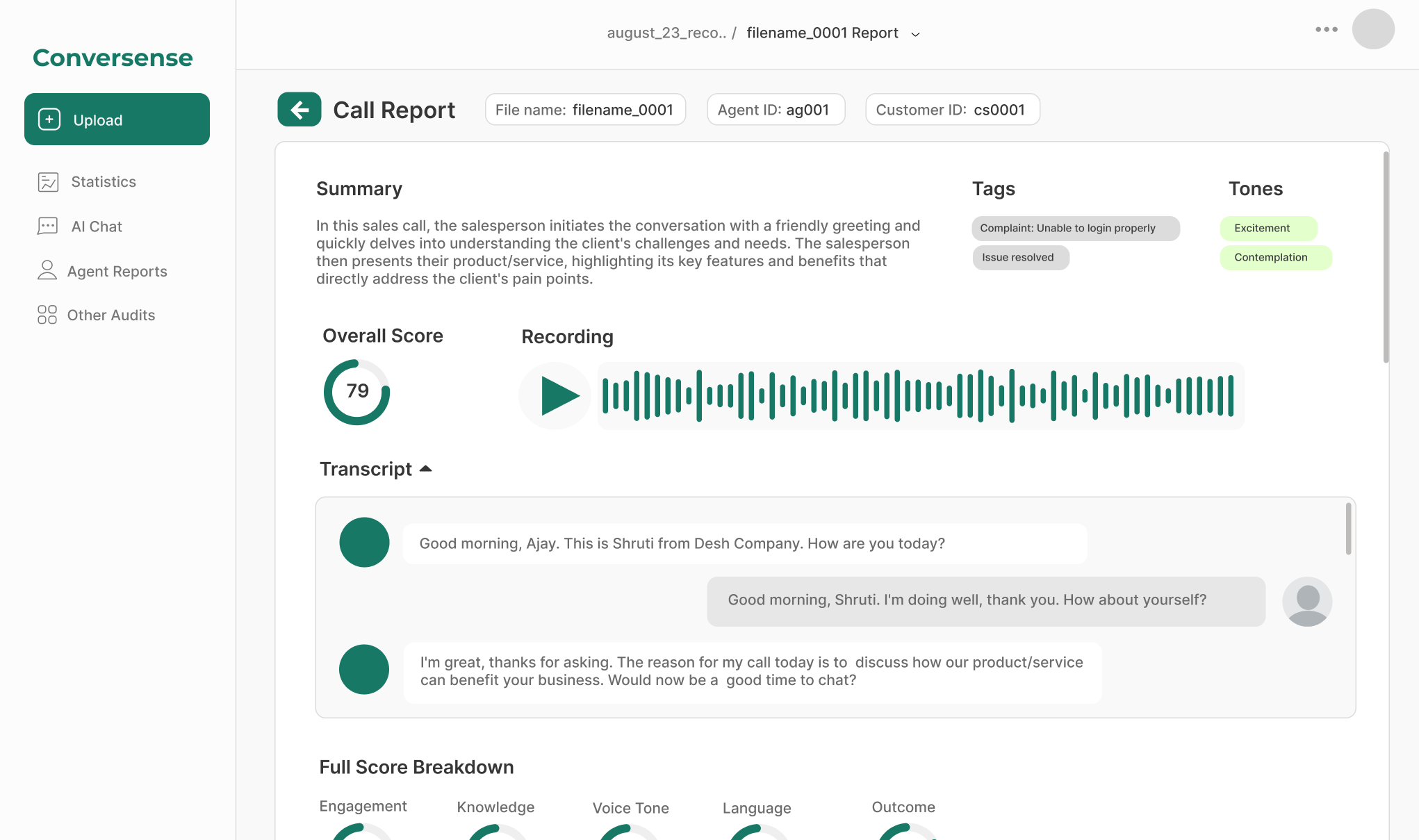 Conversense Dashboard